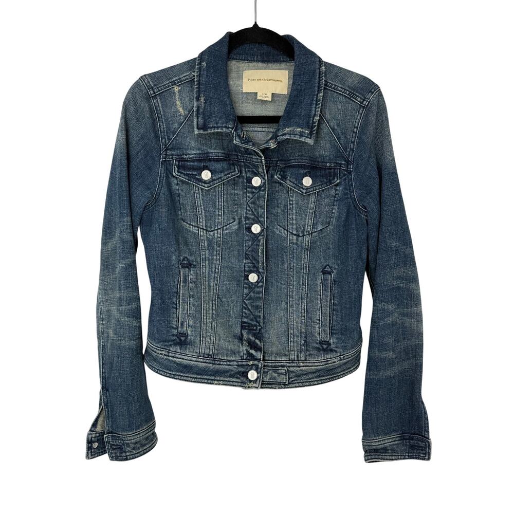 Pilcro and the Letterpress Denim Jacket Womenβs Medium Distressed Stretch
